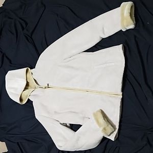 Croft & Barrow faux suede and fur hoodie coat. Cream/tan color. M